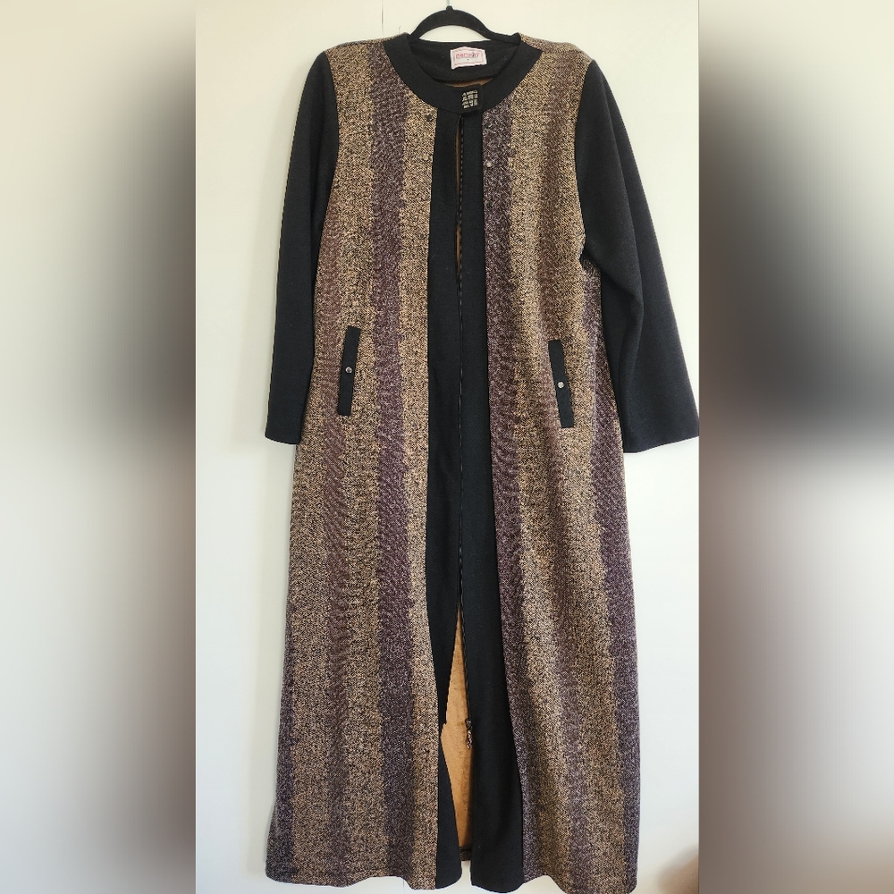 Nermin Wool Blend Longline Duster Coat Tapestry Embroidered Boho Size 7